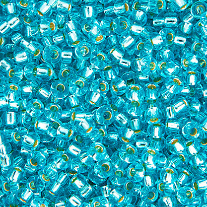 Perles de rocaille Miyuki 11/0 Aqua Silver Lined, sachet de 22 g