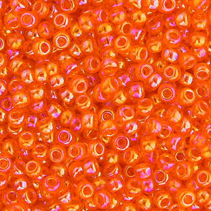 Perles de rocaille Miyuki 11/0 Orange clair Transparent AB Sachet de 22 g