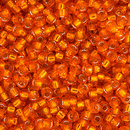 Perles de rocaille Miyuki 11/0, orange, doublées d'argent, sachet de 22 g