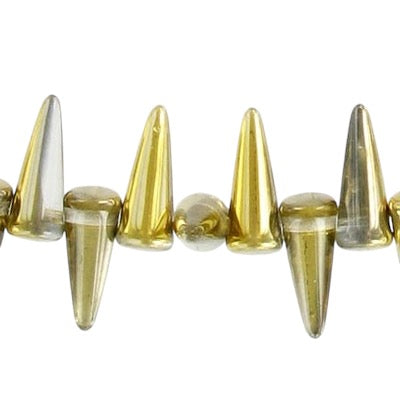 Crystal Spike Beads, 13mm, Half Amber/Half Crystal