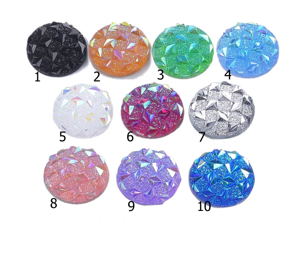 12mm AB Gummy Spike Round, Glue On, Resin - See Color Options