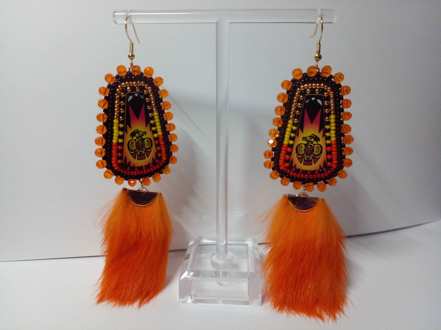 Fire Bird Trap Flat Stitch Earrings