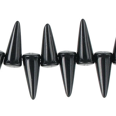 Crystal Spike Beads, 17mm, Jet Black