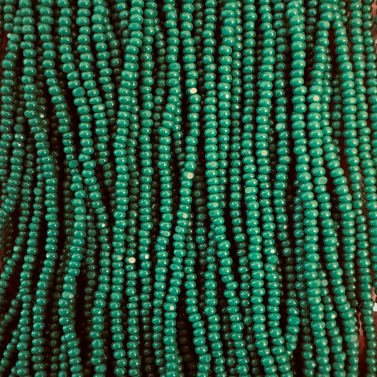 13/0 Charlotte Cut Preciosa (Czech) Bead Opaque Medium/Dark Green Strung