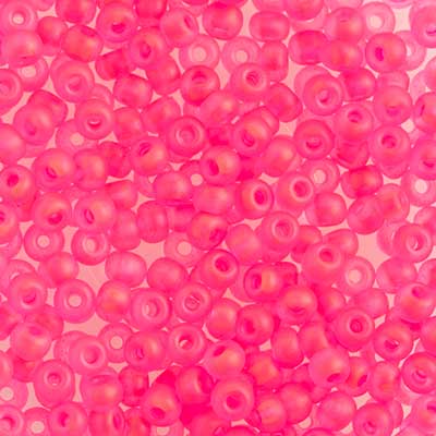 Perles de rocaille Preciosa 6/0, rose fluo transparent, flacon de 22 g