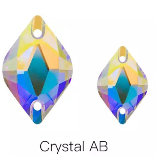 Cristales de imitación de cristal K9 AB de alta calidad, grado AAAA, con forma de limón, para coser, se venden en pares. Consulte los tamaños