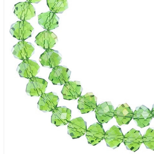 Crystal Lane Rondelle 2 brins 7 pouces (environ 110 pièces) 3x4 mm Transparent Vert AB