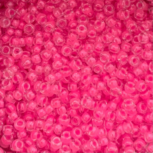 Perles de rocaille Miyuki 11/0 rose fluo lumineux C/L, flacon de 22 g