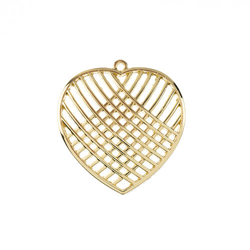 Accesorios para abalorios, colgante de color dorado con forma de corazón cruzado, 4 piezas/paquete