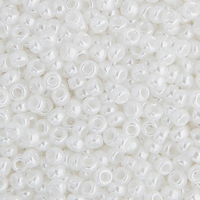 Perles de rocaille Miyuki 11/0, blanc nacré, opaque, lustrées, vendues en sachet de 22 g