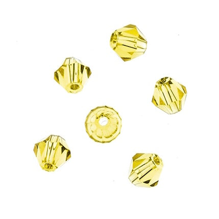 Crystal Lane Bicone 2 brins 7 pouces (environ 96 pièces) 4 mm jaune transparent