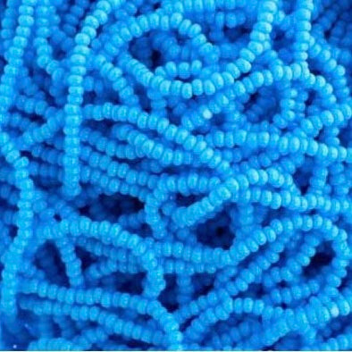 13/0 & 11/0 Cut Charlotte Cut Preciosa (Czech) Bead Opaque Light Blue Strung