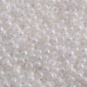 Perles de rocaille Miyuki 11/0 White Pearl AB, sachet de 22 g