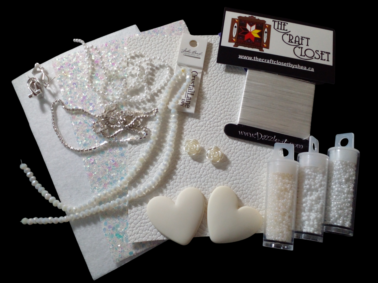 Beaded Heart Kit - White