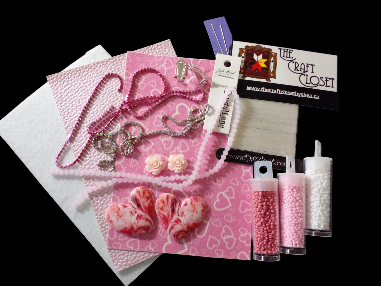 Beaded Heart Kit - Dark Pink