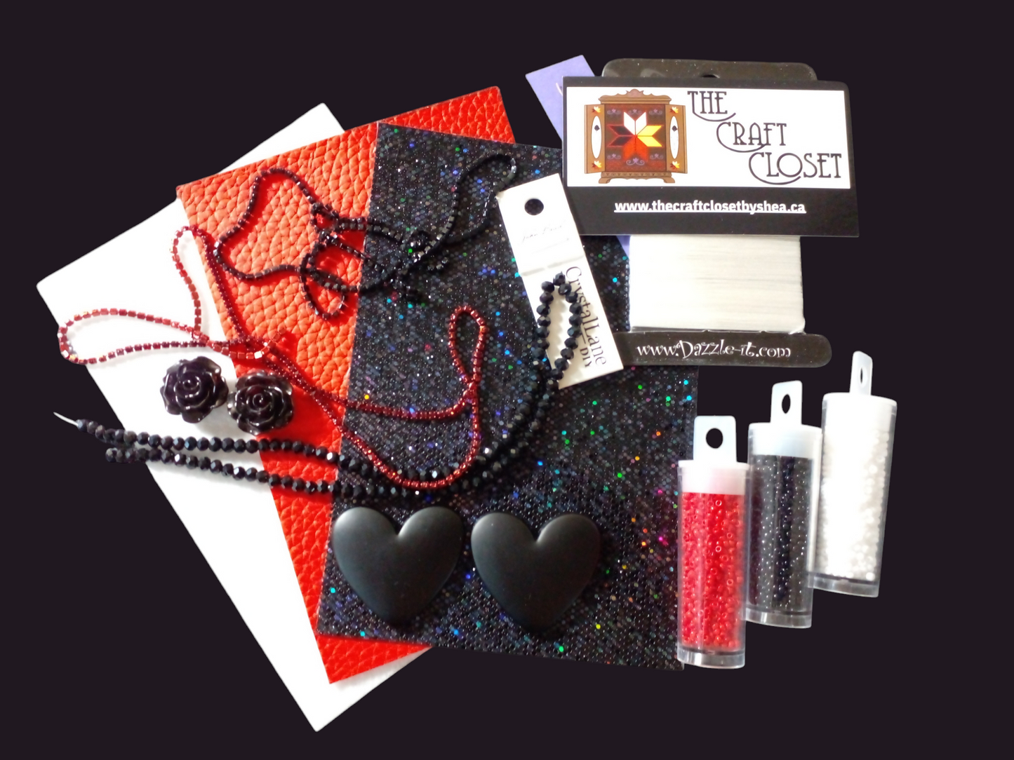 Beaded Heart Kit - Black