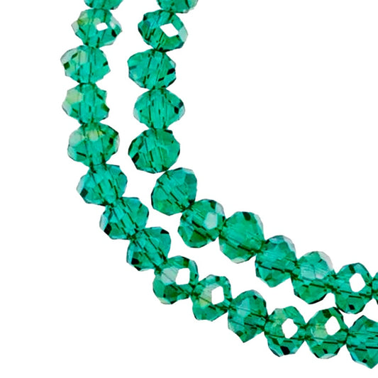 Crystal Lane Rondelle 2 brins 7 pouces (environ 78 pièces) 4 x 6 mm Transparent Vert foncé AB