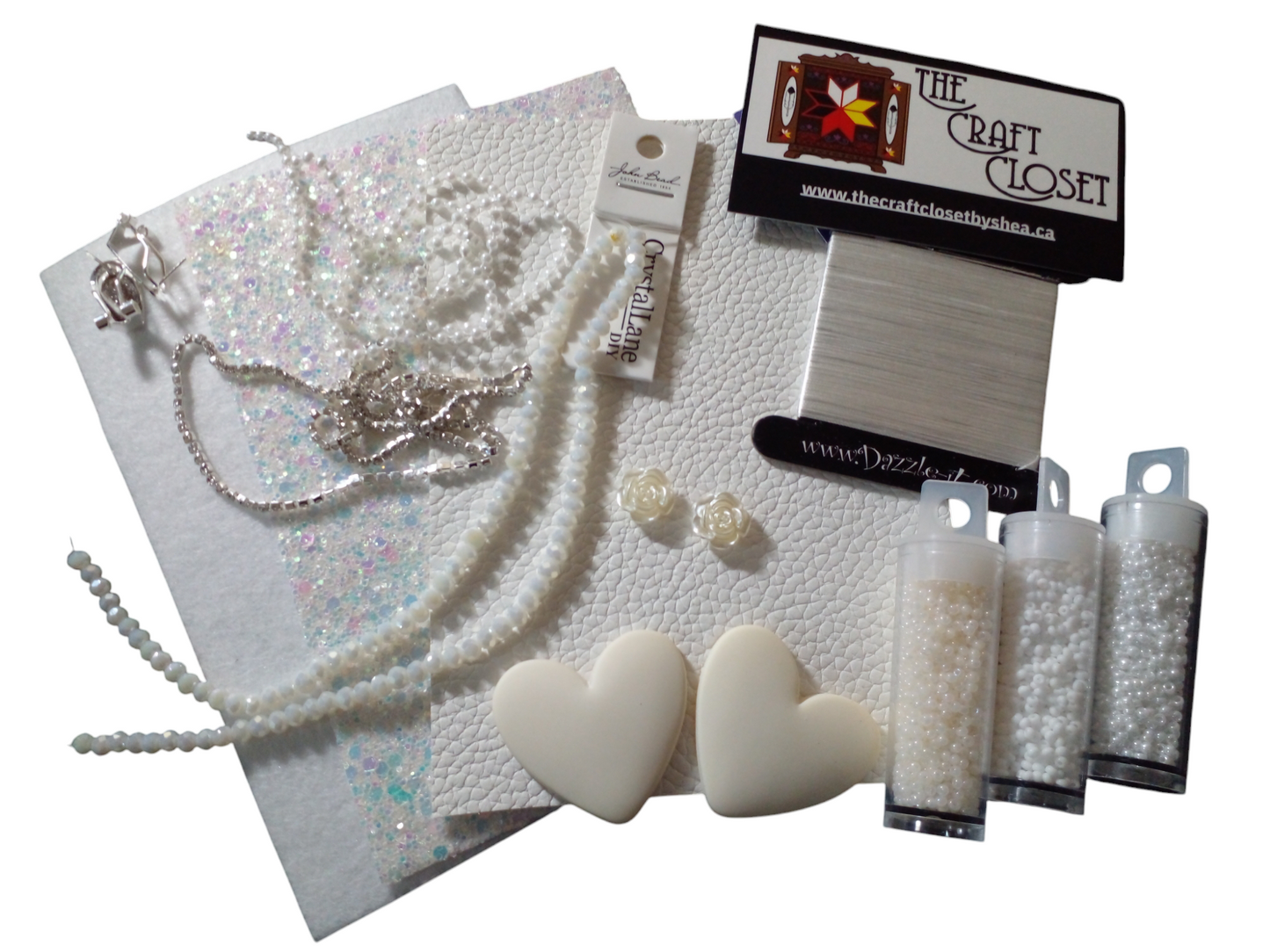 Beaded Heart Kit - White