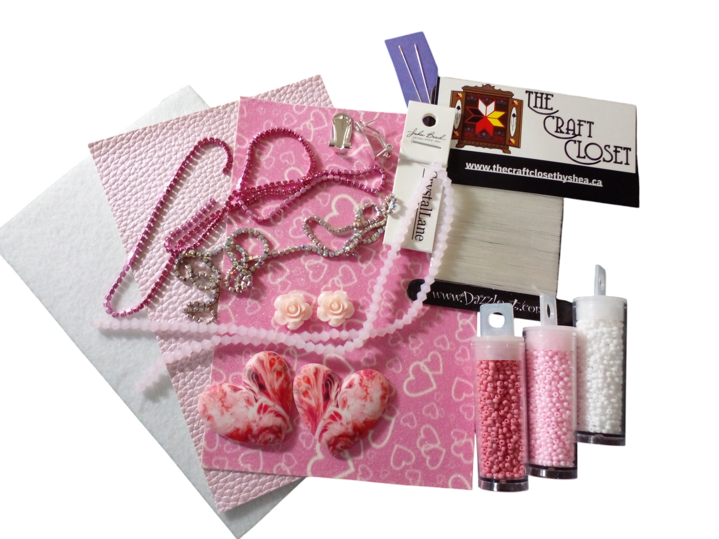 Beaded Heart Kit - Dark Pink