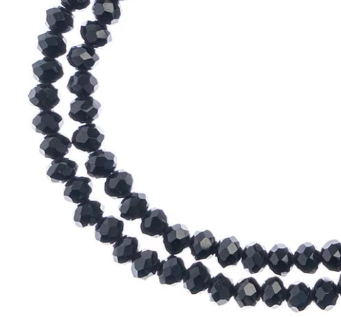 Crystal Lane Rondelle 2 Strand 7in (apx110pcs) 3x4mm Opaque Black