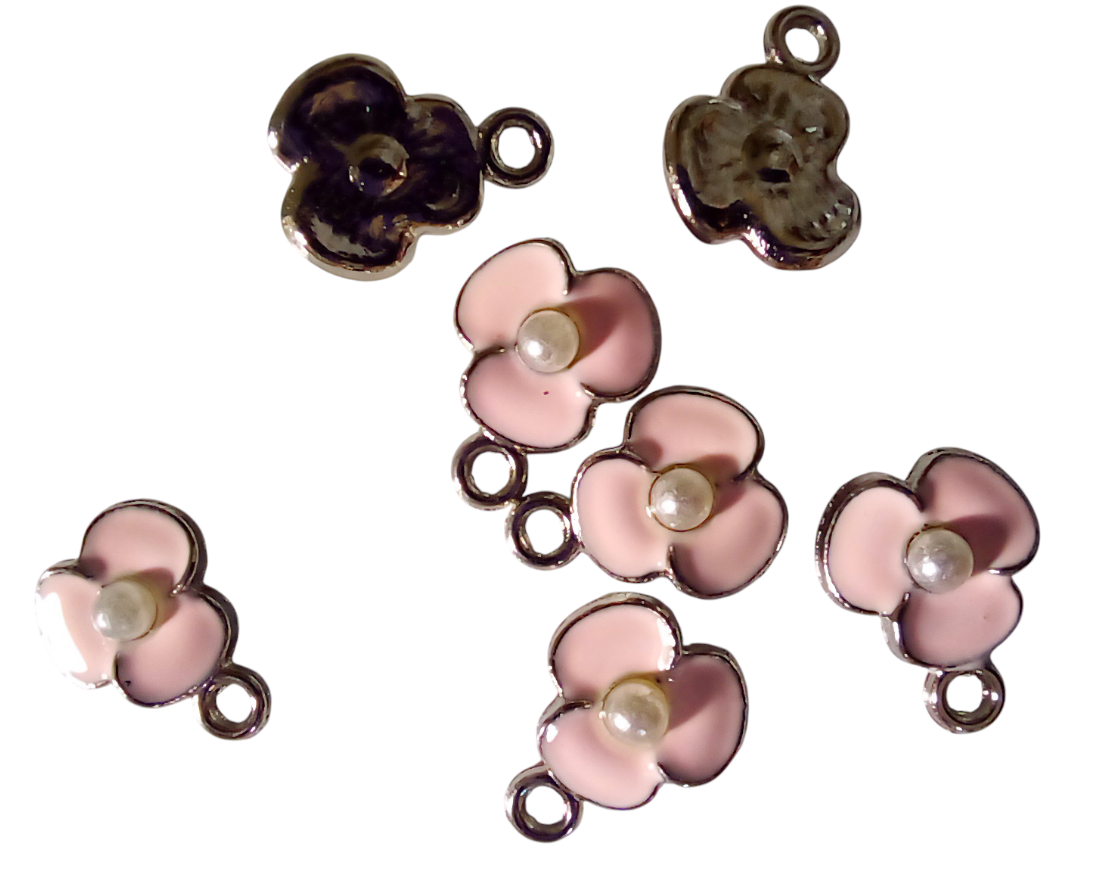 Mini Flower Charms, Sold in Packs of 8 - See Color Options