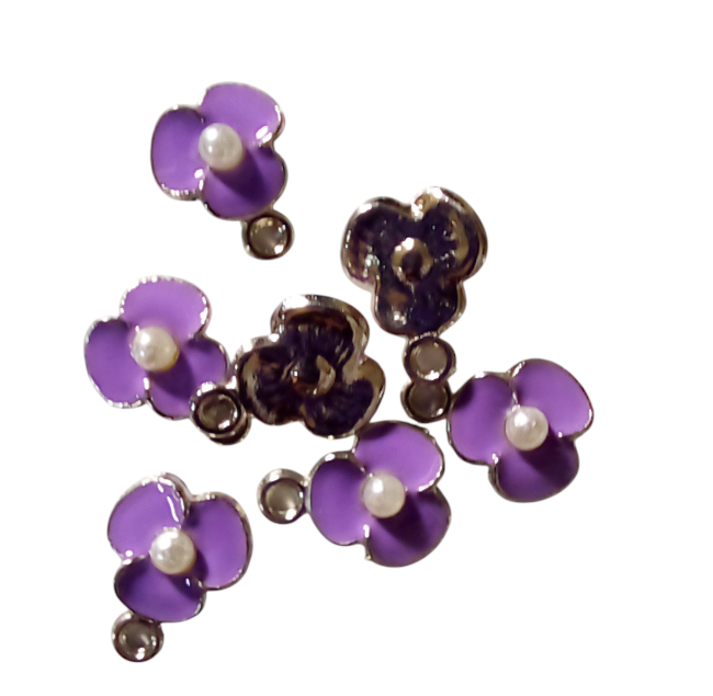 Mini Flower Charms, Sold in Packs of 8 - See Color Options